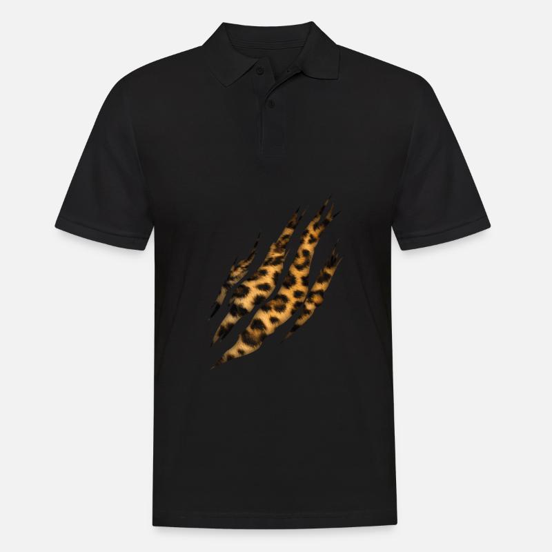 Kralle Leopard Fell Muster - Männer Poloshirt - Schwarz