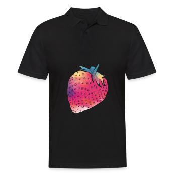 Bunte Erdbeere Garten Sommer Essen - Männer Poloshirt - Schwarz - Vorne - Kai (181cm)