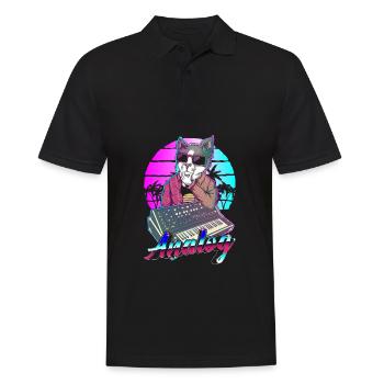 Synthesizer Vaporwave Cat Modular Analog - Men's Polo Shirt - black - Front - Kai (181cm)