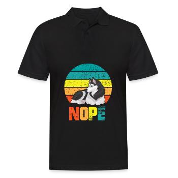 Chien drôle Têtu Husky Fauler chiot - Polo Homme - noir - Devant - Kai (181cm)