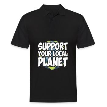 Support Votre local planet | Environnement Protection du climat - Polo Homme - noir - Devant - Kai (181cm)