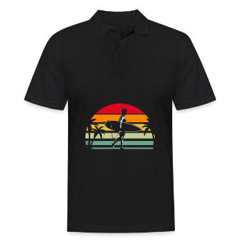 Ocean Vintage Surf Hawaï Rétro Surfeur - Polo Homme - noir - Devant - Kai (181cm)