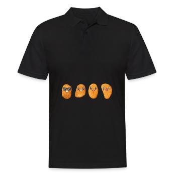 Drôle heureux heureux en colère manger des nuggets de poulet - Polo Homme - noir - Devant - Kai (181cm)