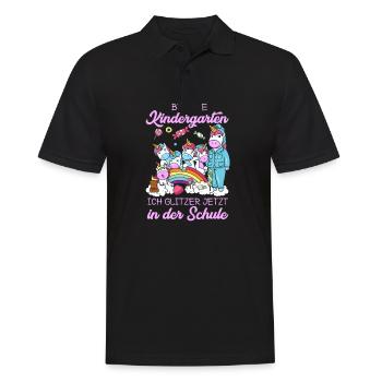 1. Klasse Einschulung Schulanfang Einhorn Geschenk - Männer Poloshirt - Schwarz - Vorne - Kai (181cm)