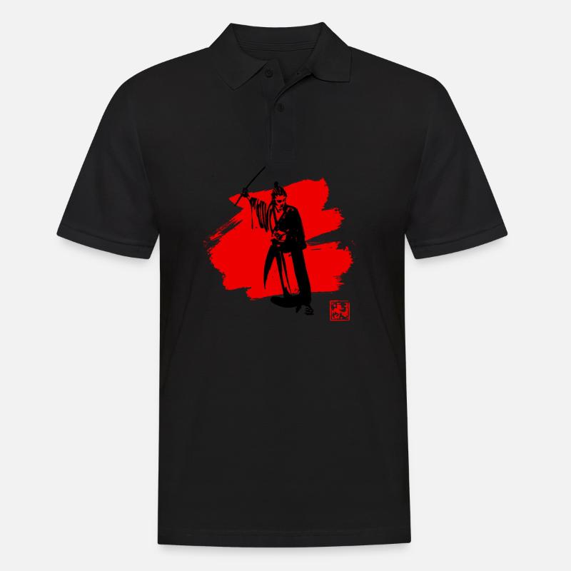 Samurai Rot - Männer Poloshirt - Schwarz