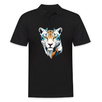 Leopard Vektor Kunst Lebendige Farben Illustration - Männer Poloshirt - Schwarz - Vorne - Kai (181cm)