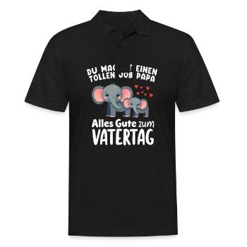 Elefanten Du Machst einen tollen Job Papa Vatertag - Männer Poloshirt - Schwarz - Vorne - Kai (181cm)