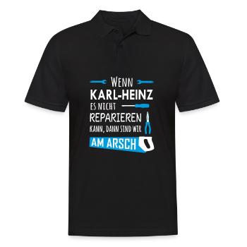 Lustiger Heimwerker und Handwerker Spruch Karl-Hei - Männer Poloshirt - Schwarz - Vorne - Kai (181cm)