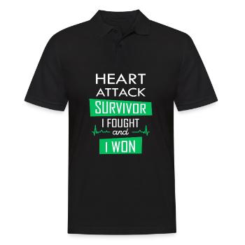 Herzinfarkt Überlebender, Ich kämpfte und gewann - Männer Poloshirt - Schwarz - Vorne - Kai (181cm)