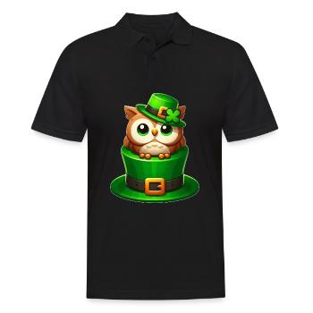 Süße St. Patrick's Day Eule mit Zylinder - Männer Poloshirt - Schwarz - Vorne - Kai (181cm)