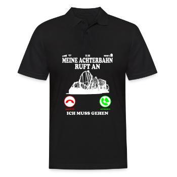 Achterbahn Shirt Ruft an Spruch - Männer Poloshirt - Schwarz - Vorne - Kai (181cm)