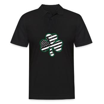 Irish American Flag Vintage Shamrock St. Patrick’ - Männer Poloshirt - Schwarz - Vorne - Kai (181cm)