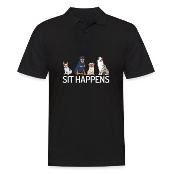 Sit Happens Funny Dog Lover - Männer Poloshirt - Schwarz - Vorne - Kai (181cm)