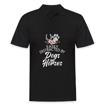 Easily Distracted By Dogs And Horses Horse Riding - Men's Polo Shirt - black - Front - Kai (181cm)