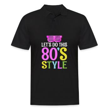 80s style | 80s Retro Party Wear Costume - Men's Polo Shirt - black - Front - Kai (181cm)