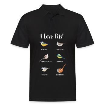 J'adore les seins | Cadeau d'oiseau drôle pour les ornithologues amateurs - Polo Homme - noir - Devant - Kai (181cm)