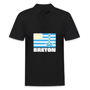 Breton Breizh Pur Beurre Heartbeat - Humour - Polo Homme - noir - Devant - Kai (181cm)
