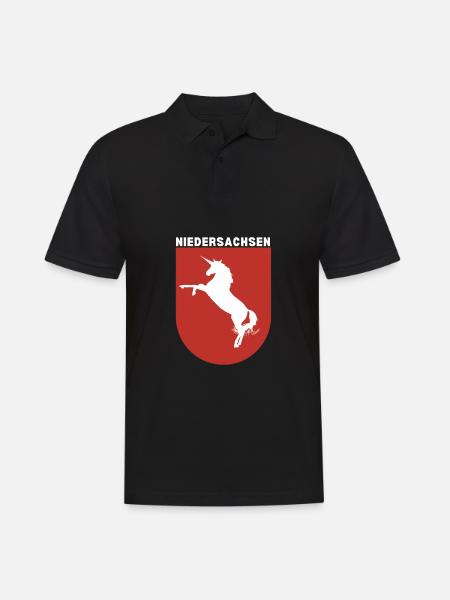 Hannover, Feuerwehr Niedersachsen Flagge - Männer Poloshirt - Schwarz