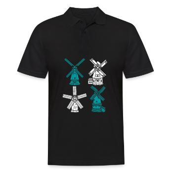 Netherlands Holland Windmill - Men's Polo Shirt - black - Front - Kai (181cm)