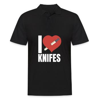 Hunting Knife Collector Flipping Knife, - Männer Poloshirt - Schwarz - Vorne - Kai (181cm)