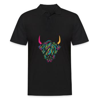 Highland Cow Breeder Scottish Cattle Hairy Cow - Men's Polo Shirt - black - Front - Kai (181cm)