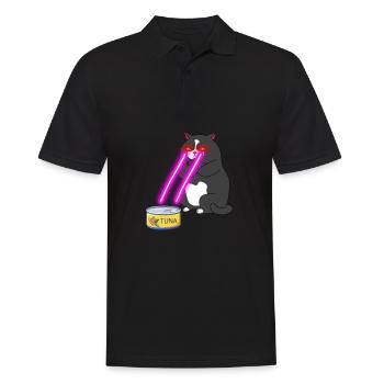 Cat With Laser Eyes - Männer Poloshirt - Schwarz - Vorne - Kai (181cm)