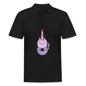 Cat Unicorn Donut - Men's Polo Shirt - black - Front - Kai (181cm)