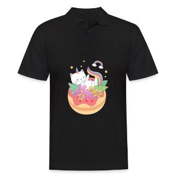 Cat Unicorn Donut - Men's Polo Shirt - black - Front - Kai (181cm)