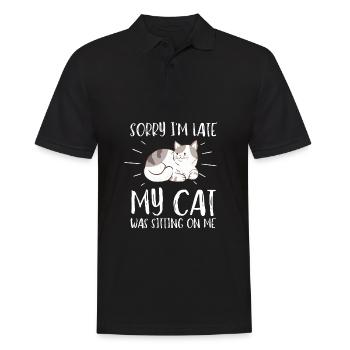 Désolé d’être en retard, mon chat était assis sur moi - Polo Homme - noir - Devant - Kai (181cm)