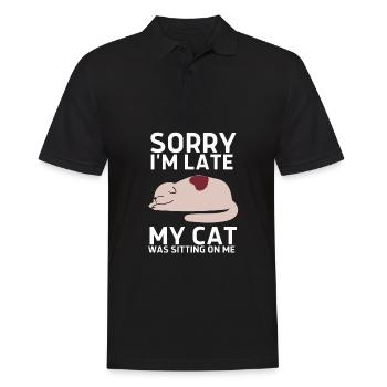 Sorry I'm Late My Cat Was Sitting On Me - Men's Polo Shirt - black - Front - Kai (181cm)