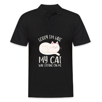 Sorry I'm Late My Cat Was Sitting On Me - Men's Polo Shirt - black - Front - Kai (181cm)