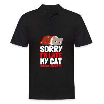 Sorry I'm Late My Cat Was Sitting On Me - Men's Polo Shirt - black - Front - Kai (181cm)