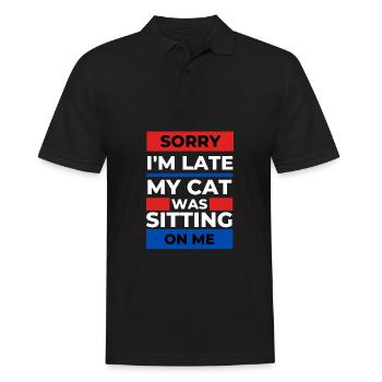 Désolé d’être en retard, mon chat était assis sur moi - Polo Homme - noir - Devant - Kai (181cm)