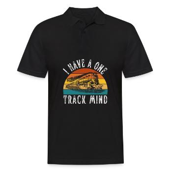 Locomotive à vapeur - J’ai un train d’ à voie unique - Polo Homme - noir - Devant - Kai (181cm)