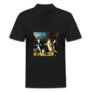 Cat Art History - Men's Polo Shirt - black - Front - Kai (181cm)
