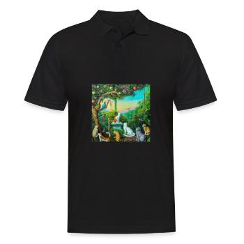 Cat Art History - Men's Polo Shirt - black - Front - Kai (181cm)