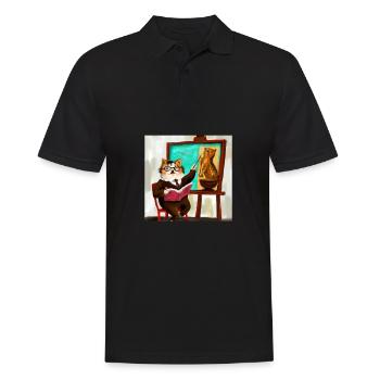 Cat Art History - Men's Polo Shirt - black - Front - Kai (181cm)