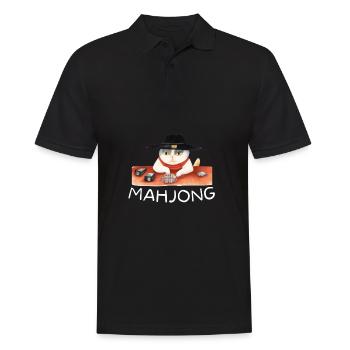 Cats Playing Mahjong - Männer Poloshirt - Schwarz - Vorne - Kai (181cm)