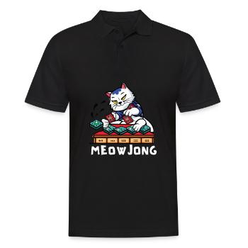 Cats Playing Mahjong - Männer Poloshirt - Schwarz - Vorne - Kai (181cm)
