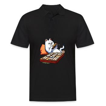 Cats Playing Mahjong - Männer Poloshirt - Schwarz - Vorne - Kai (181cm)