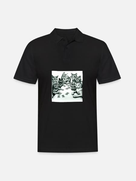 Cats Playing Cards - Men's Polo Shirt - black