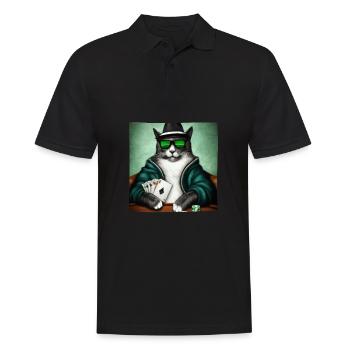 Cats Playing Cards - Männer Poloshirt - Schwarz - Vorne - Kai (181cm)