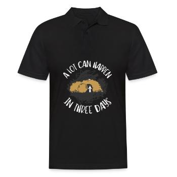 Beaucoup de choses peuvent arriver en 3 jours, Hallelujah Pâques - Polo Homme - noir - Devant - Kai (181cm)