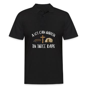 Beaucoup de choses peuvent arriver en 3 jours, Hallelujah Pâques - Polo Homme - noir - Devant - Kai (181cm)