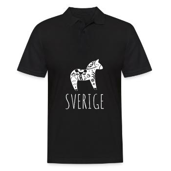 Sverige Sweden Swedish Dala Horse Dalecarlian - Männer Poloshirt - Schwarz - Vorne - Kai (181cm)