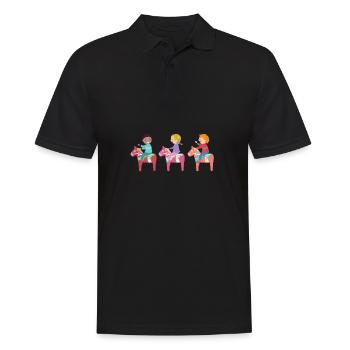 Sverige Sweden Swedish Dala Horse Dalecarlian - Männer Poloshirt - Schwarz - Vorne - Kai (181cm)