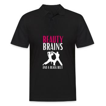 Beauty Brains et une ceinture noire - Polo Homme - noir - Devant - Kai (181cm)