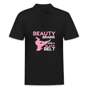 Beauty Brains And A Black Belt - Men's Polo Shirt - black - Front - Kai (181cm)