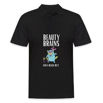 Beauty Brains And A Black Belt - Men's Polo Shirt - black - Front - Kai (181cm)