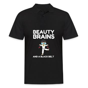 Beauty Brains And A Black Belt - Men's Polo Shirt - black - Front - Kai (181cm)